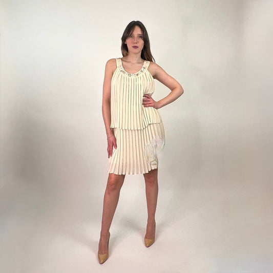 MOSCHINO Abito plissettato panna