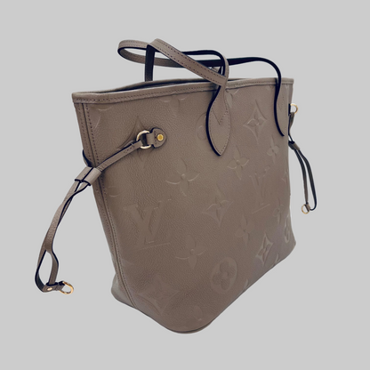 LOUIS VUITTON Borsa Neverfull MM monogram empreinte tortora