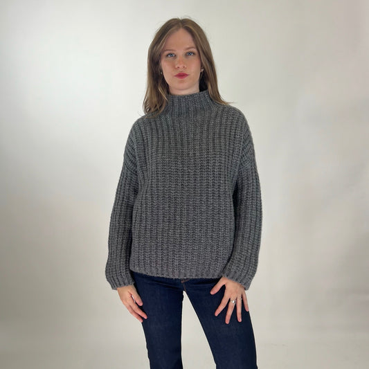 PINORO CASHMERE Maglione in cashmere a coste grigio