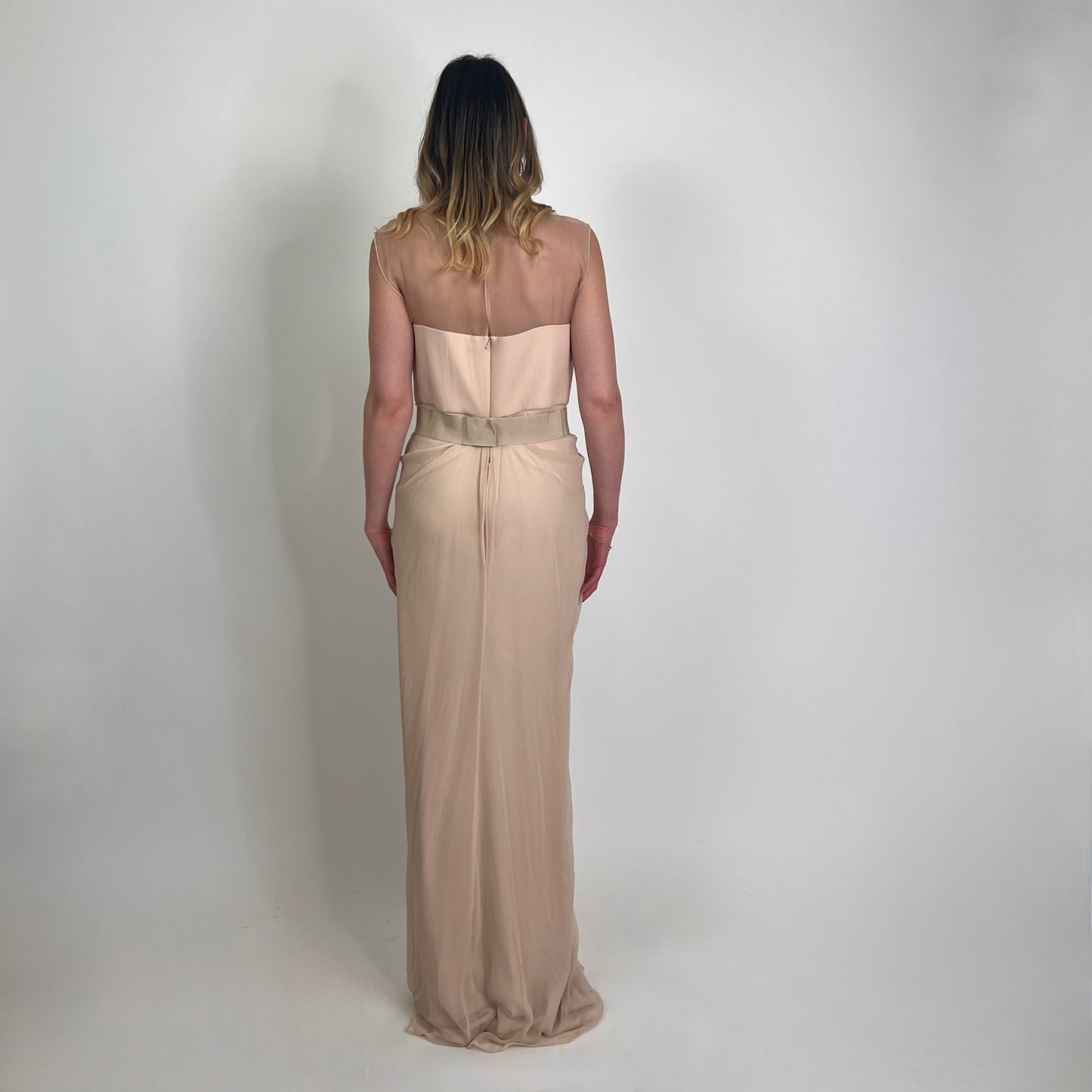 MAX MARA Abito lungo cipria in voile di seta