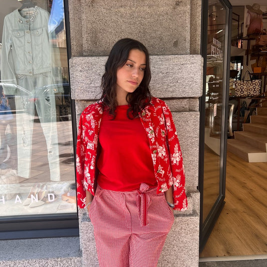 MARELLA Giacca in jeans rossa con stampa bianca
