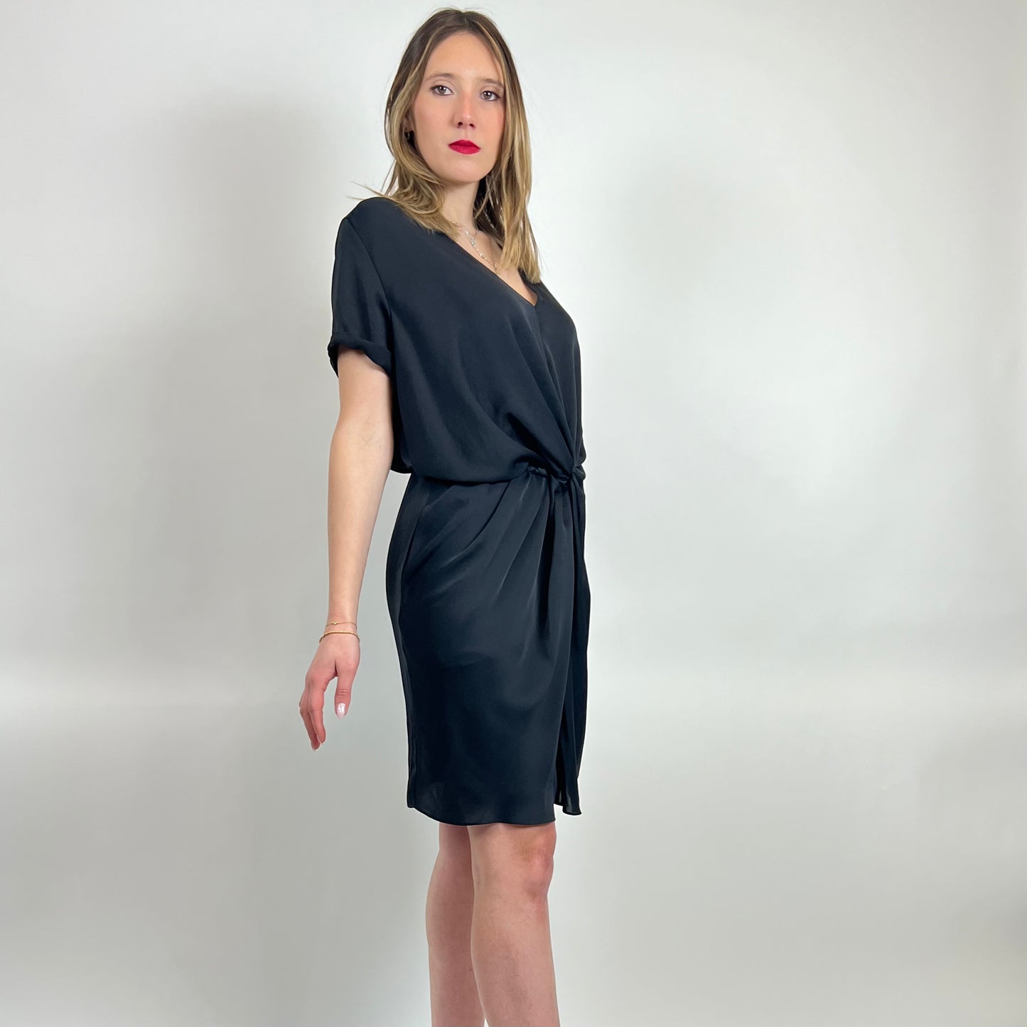 CARVEN Abito nero con arricciatura