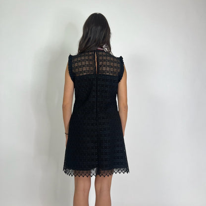 SANDRO Abito tubino in pizzo nero con fiocco