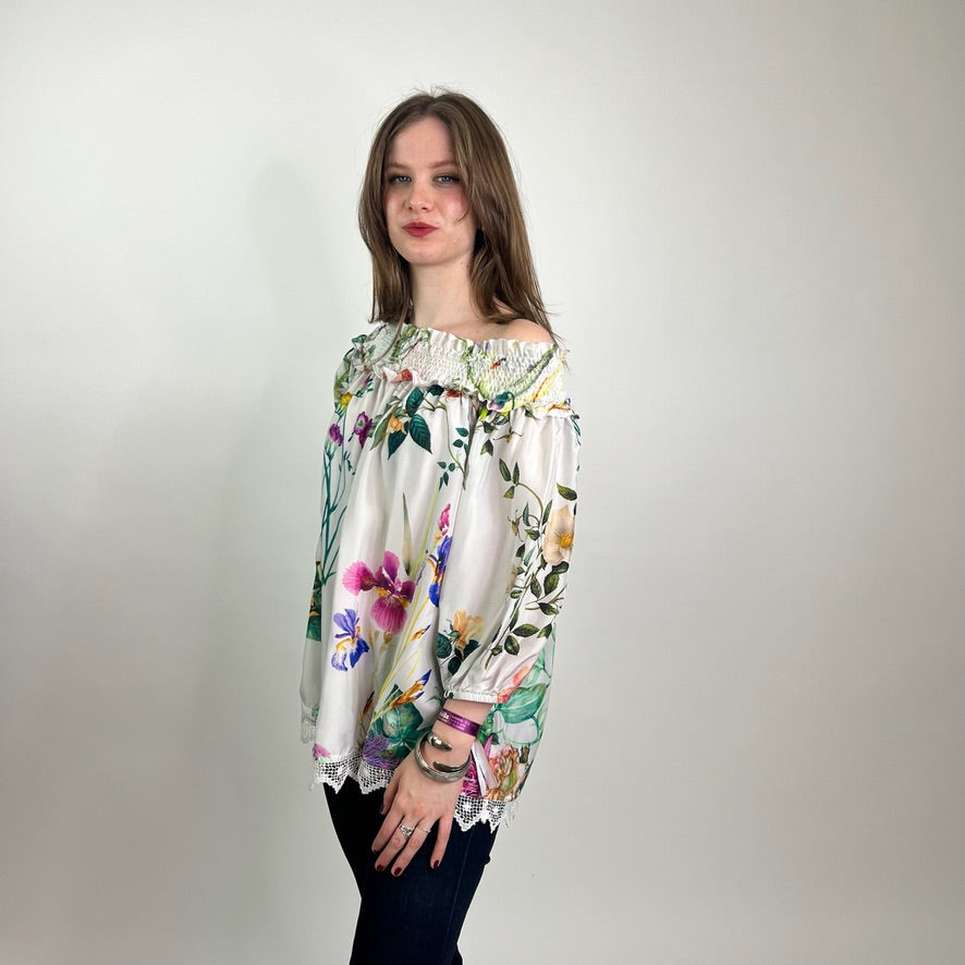 PAROSH Casacca fiorata bordo in pizzo