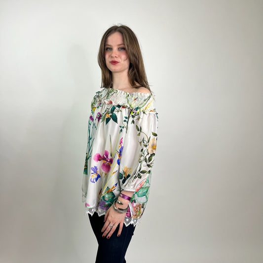 PAROSH Casacca fiorata bordo in pizzo