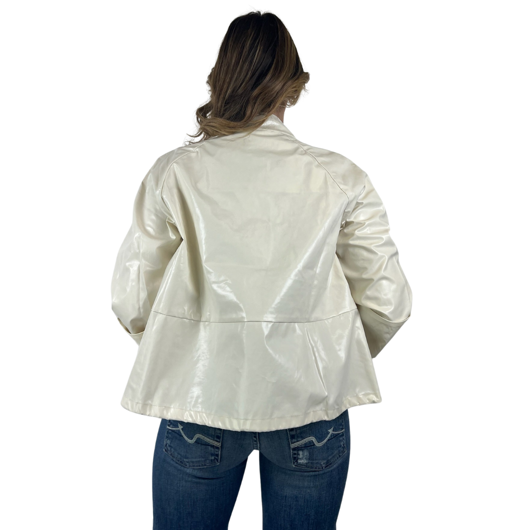 MONCLER Giacca cerata bianca perlata