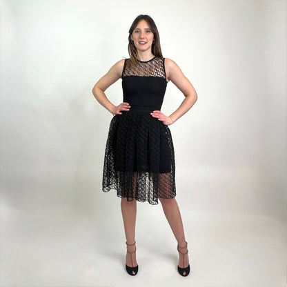 CHRISTIAN DIOR Abito traforato nero