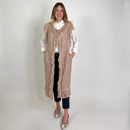 CHARLOTT Gilet in maglia beige filo lamè