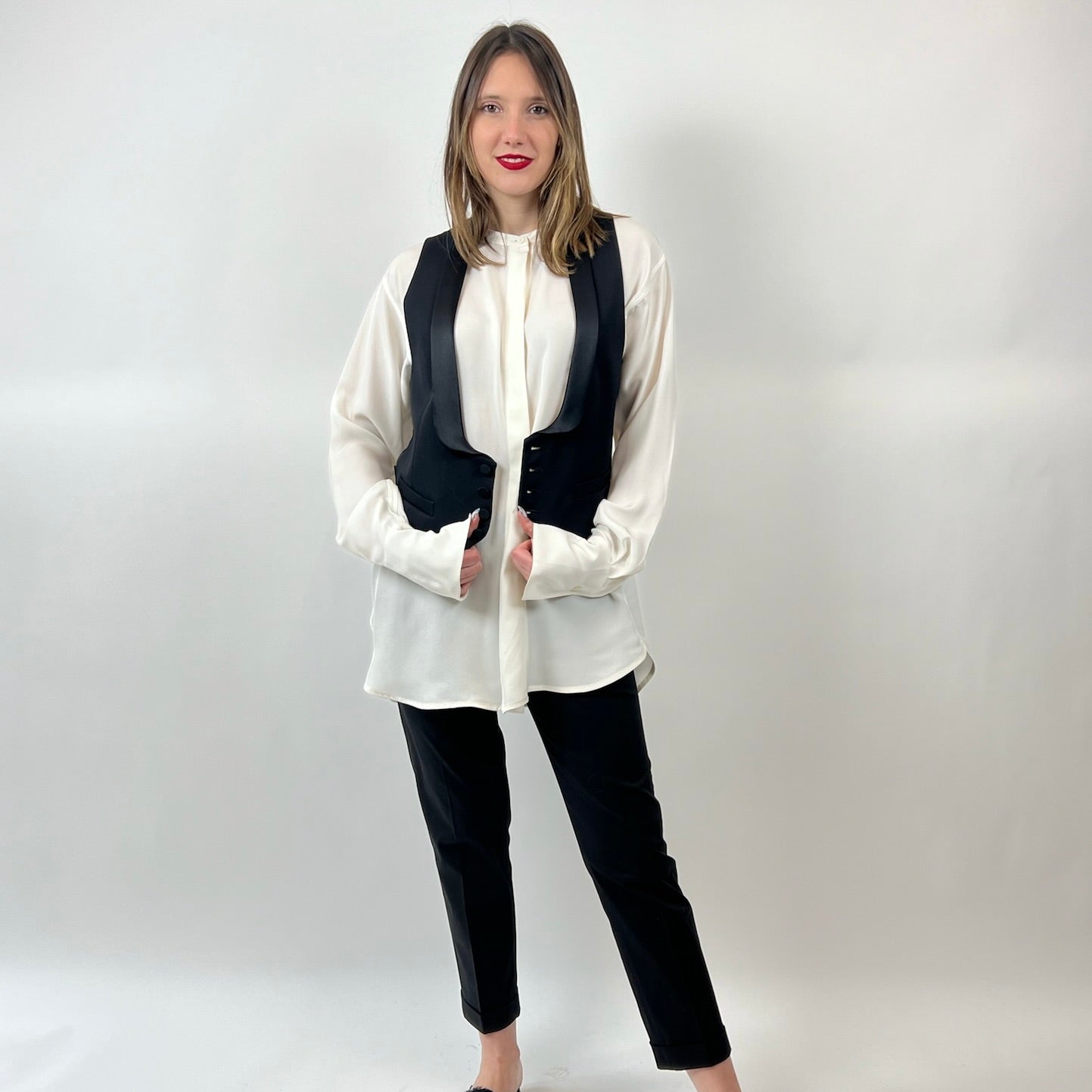 SAINT LAURENT Gilet smocking nero