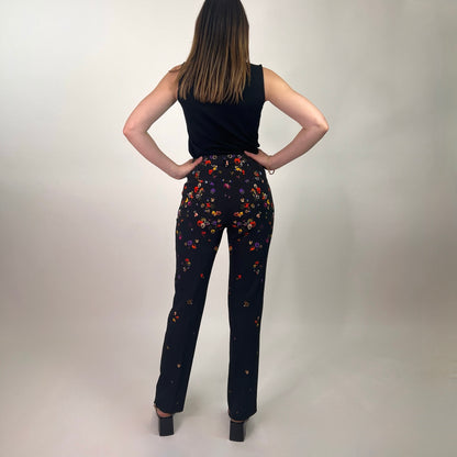 GIVENCHY Pantaloni neri con fiori