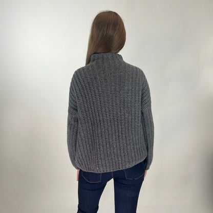 PINORO CASHMERE Maglione in cashmere a coste grigio