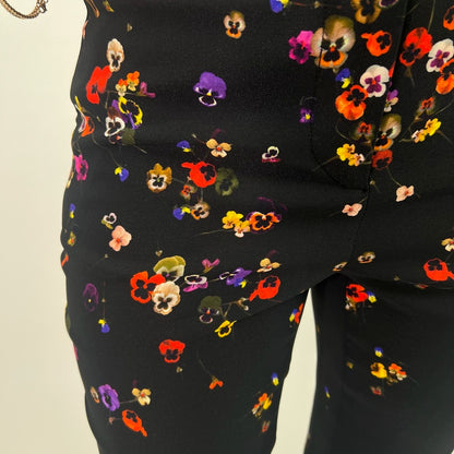 GIVENCHY Pantaloni neri con fiori