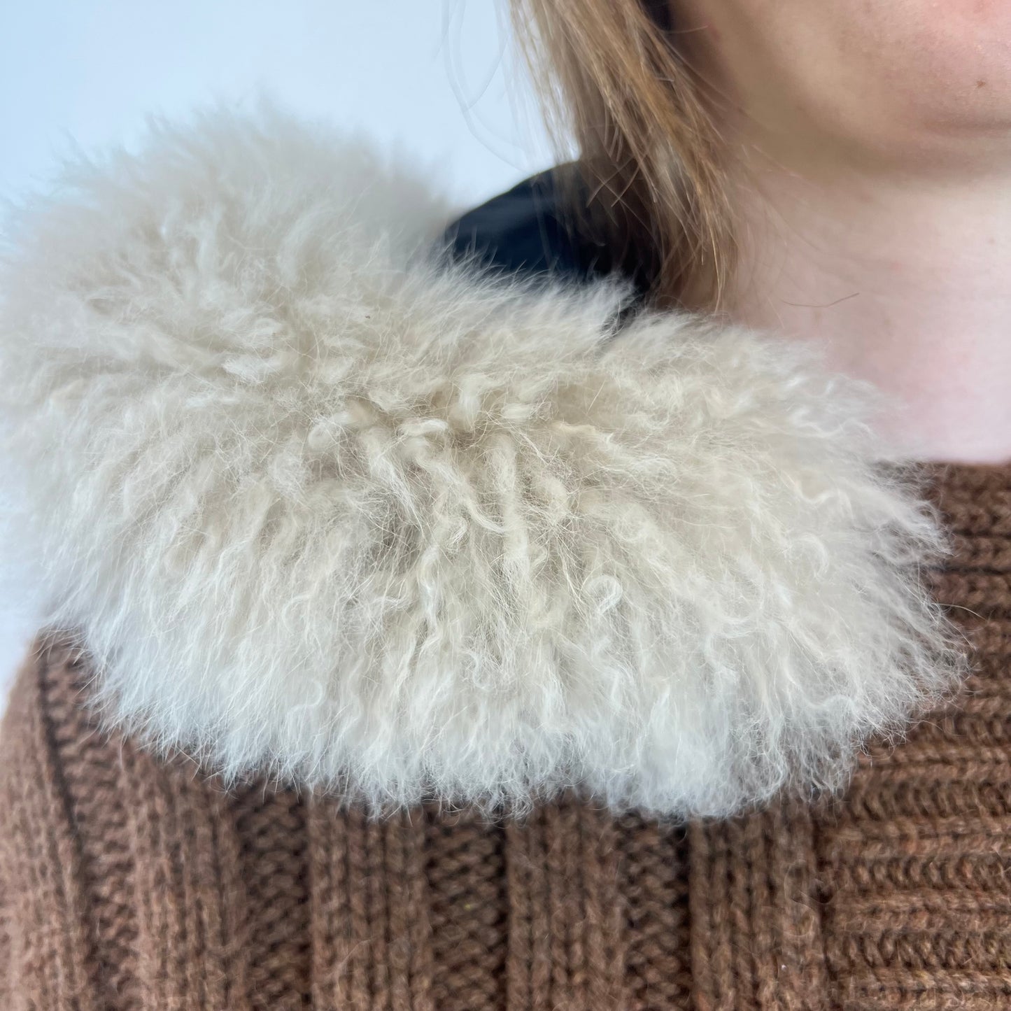 GUCCI Giubbino a coste marrone con collo in alpaca