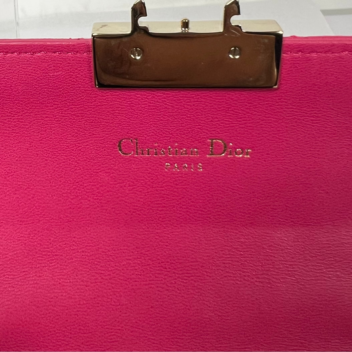 CHRISTIAN DIOR Portafoglio in pelle d'agnello Cannage fucsia