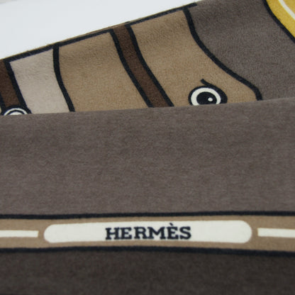 HERMES Plaid in cashmere pettinato con stampa cavalli