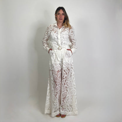 ZIMMERMANN Completo camicia pantalone in pizzo bianco