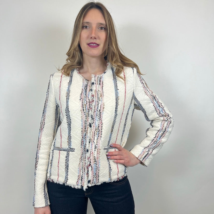 GERARD DAREL Giacca in tessuto tramato bianco panna