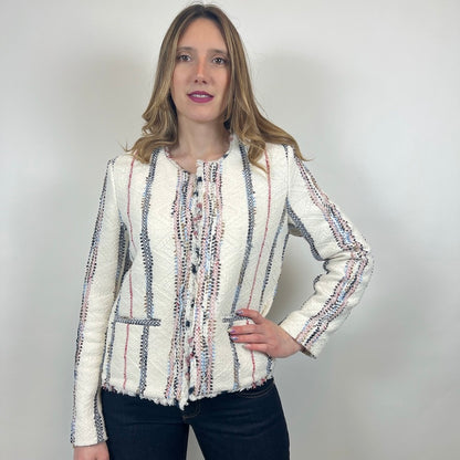 GERARD DAREL Giacca in tessuto tramato bianco panna