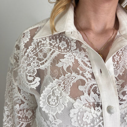 ZIMMERMANN Completo camicia pantalone in pizzo bianco