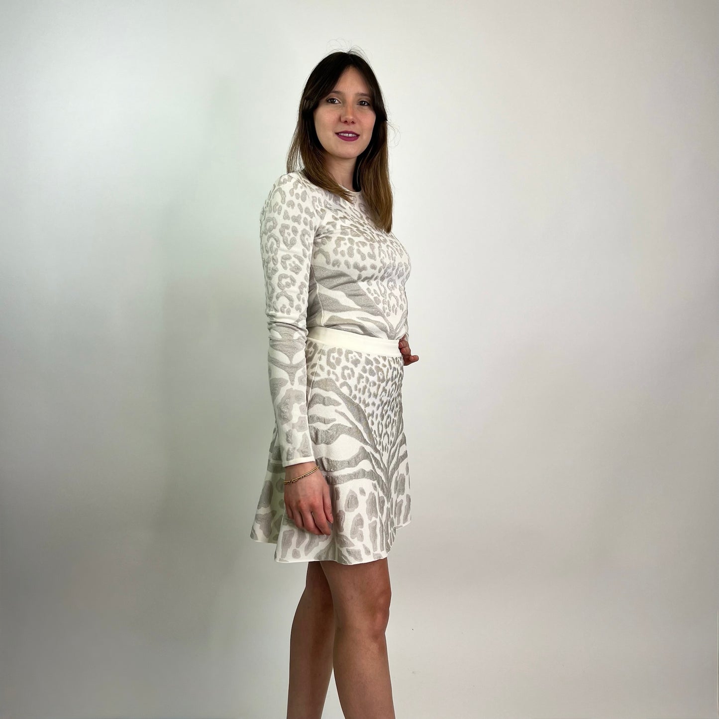 ROBERTO CAVALLI Completo maculato bianco e argento