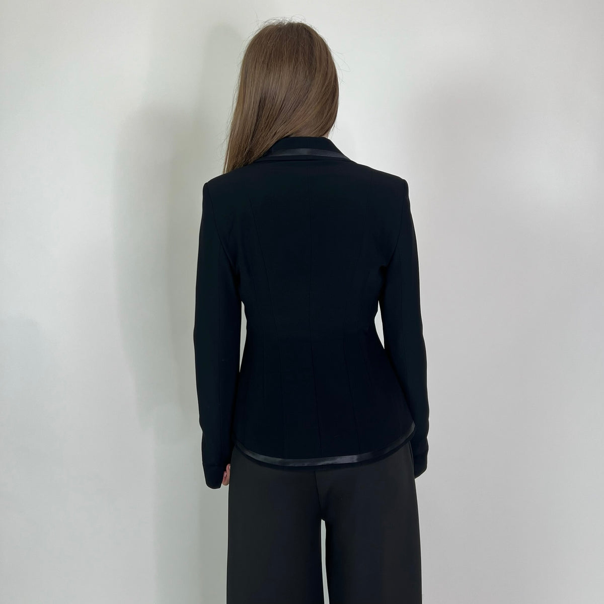 EMPORIO ARMANI Blazer nero con bordi in raso
