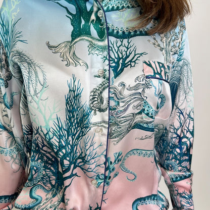 FOR RESTLESS SLEEPERS Camicia in seta stampa coralli