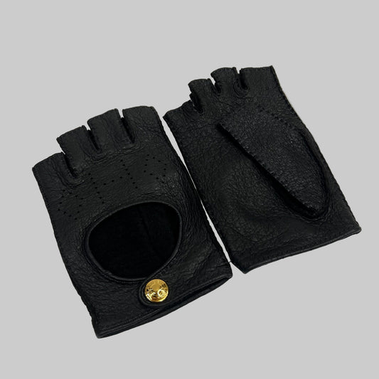 HERMES Guanti senza dita in nappa nera