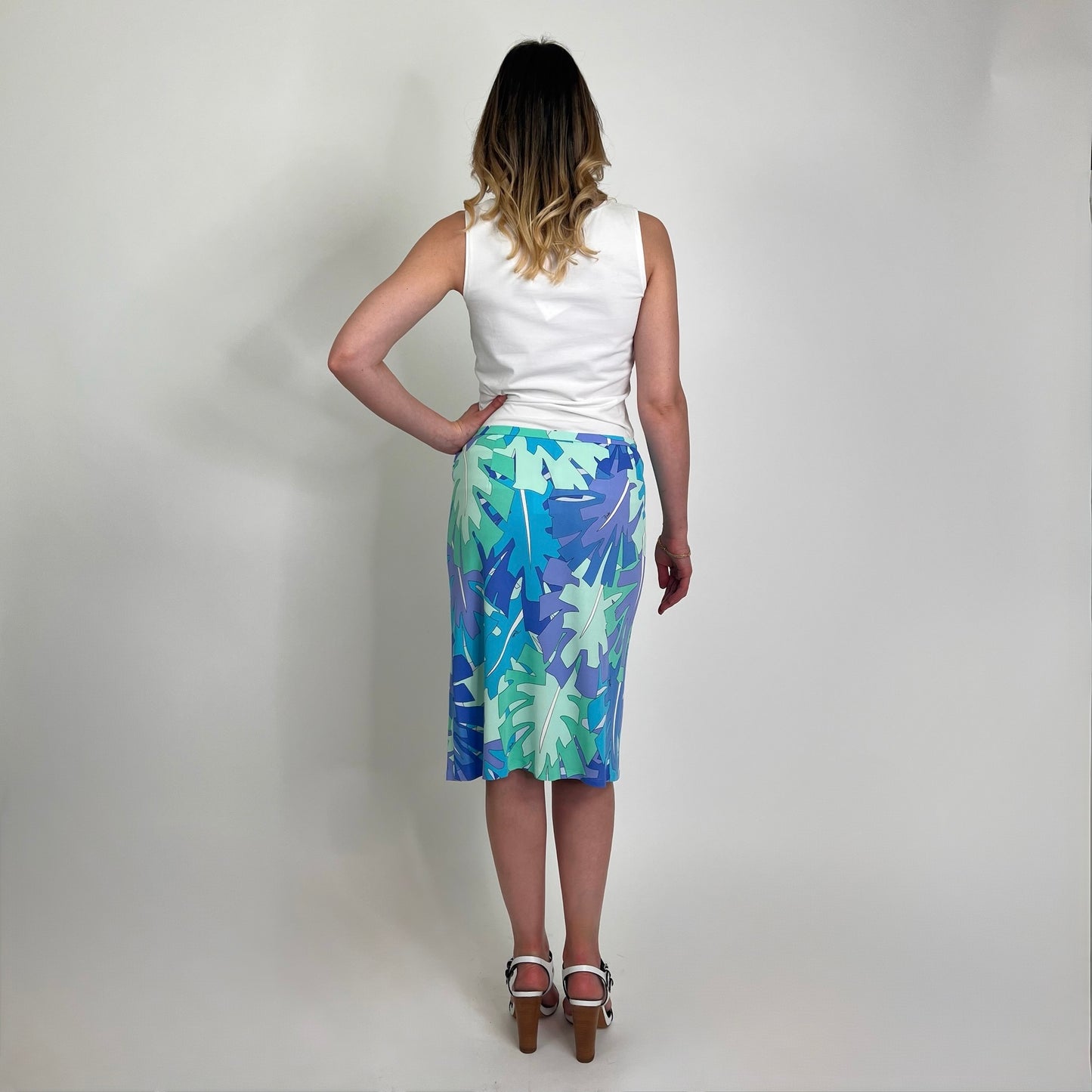 EMILIO PUCCI Gonna tubino fantasia azzurra