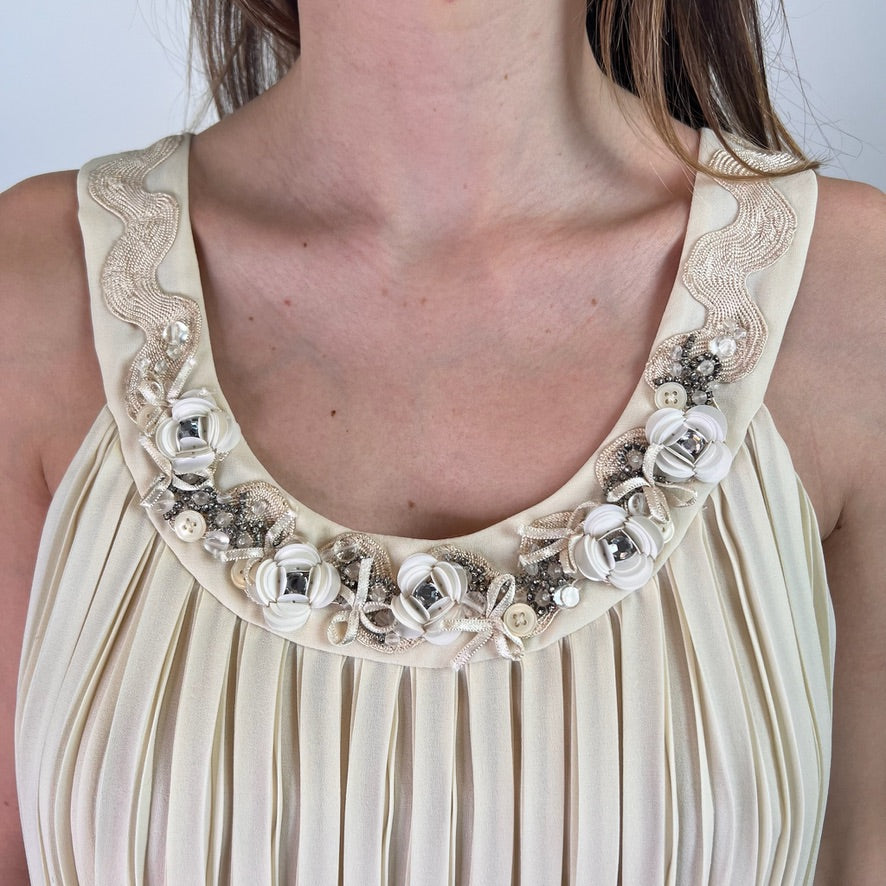 MOSCHINO Abito plissettato panna