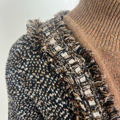 MORESI Cappotto in maglia di lana mista tweed marrone