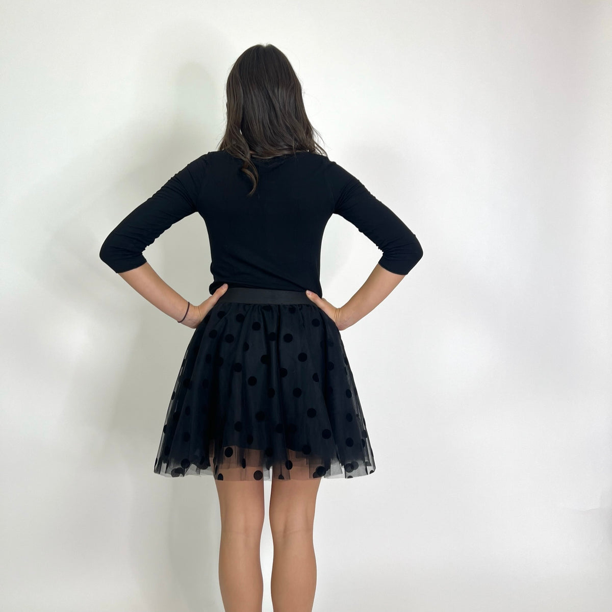 PAROSH Gonna in tulle nera a pois