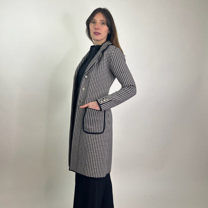 MORESI Cappotto pied de poule blu e bianco