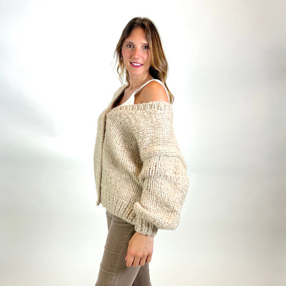 MES DEMOISELLES Maxi cardigan tortora chiaro
