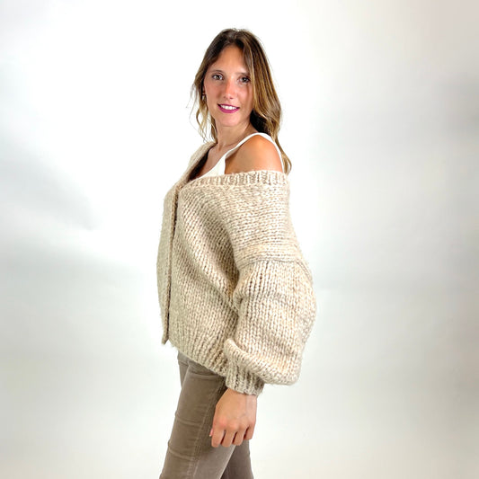 MES DEMOISELLES Maxi cardigan tortora chiaro