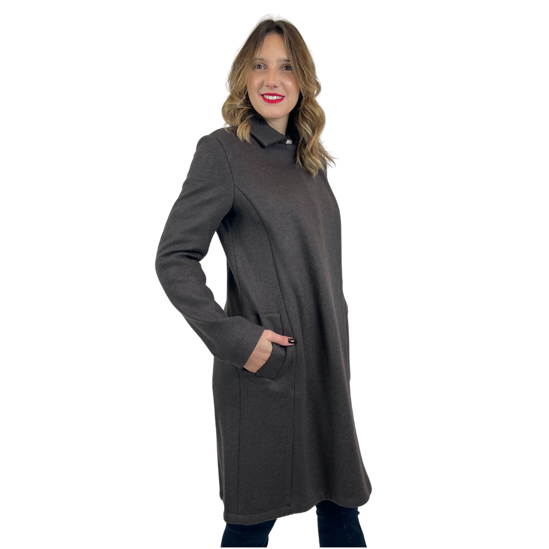 AGNONA Cappotto in tessuto di lana colore testa di moro