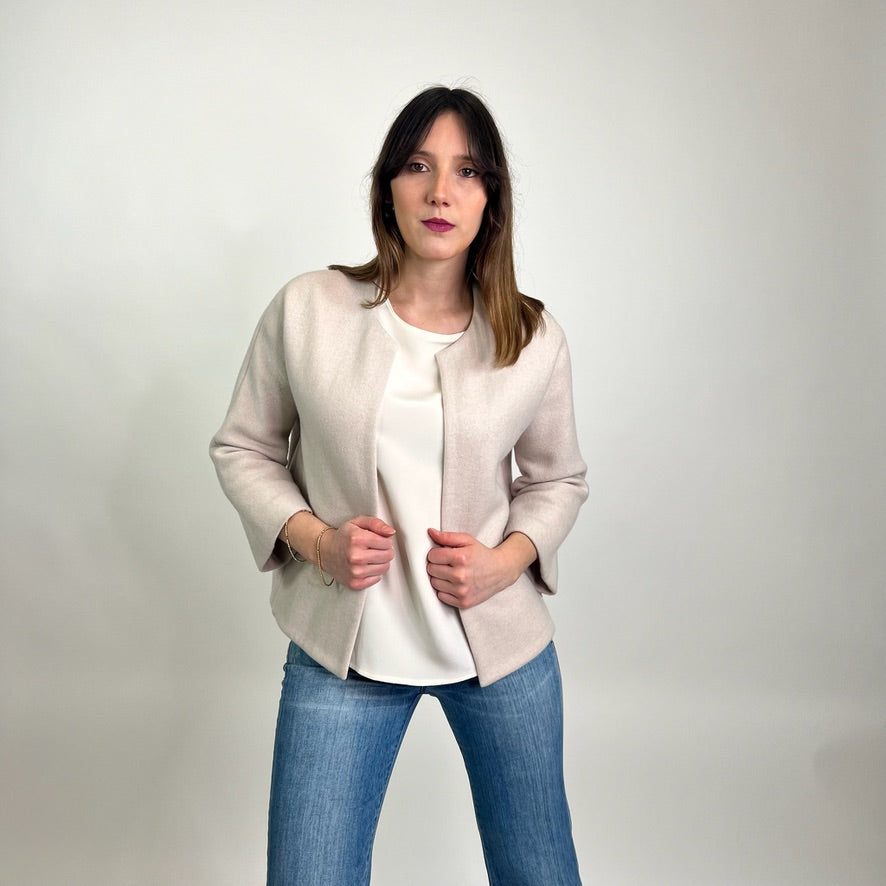 AGNONA Giacca in cashmere bianco rosato