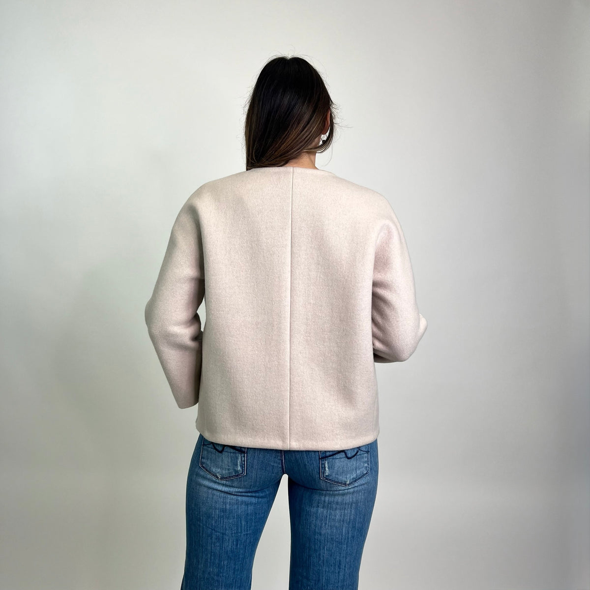 AGNONA Giacca in cashmere bianco rosato