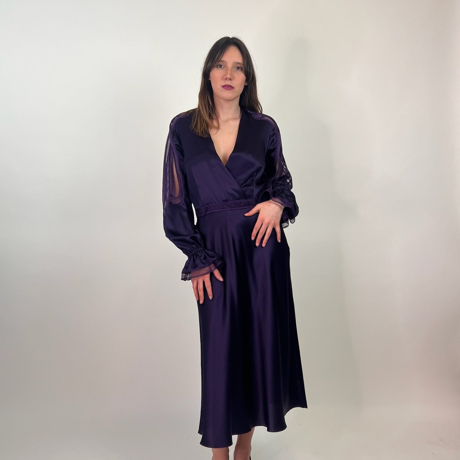 ALBERTA FERRETTI Abito lungo in seta viola