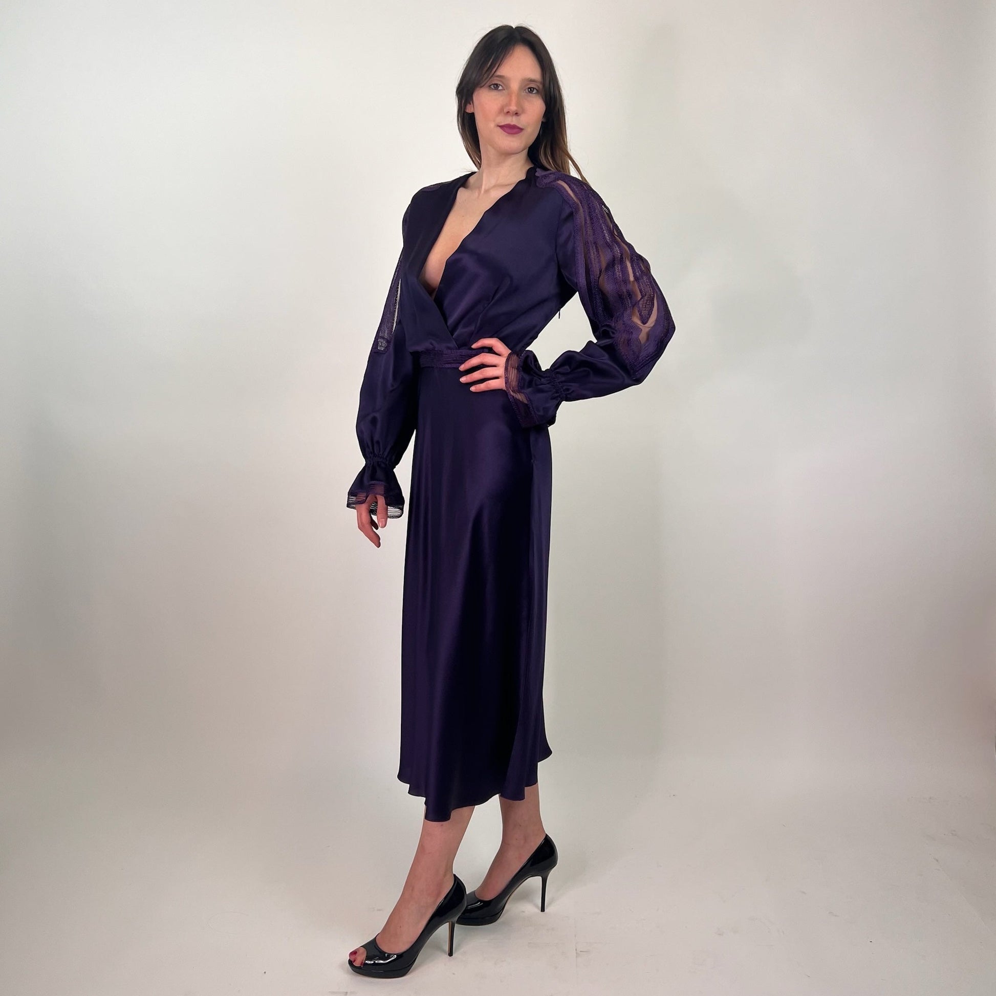 ALBERTA FERRETTI Abito lungo in seta viola