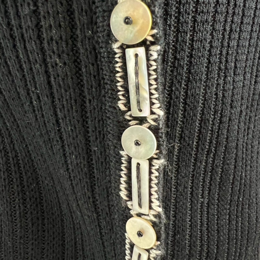 ALBINO MORETTI Twin set in maglia nera di seta a coste