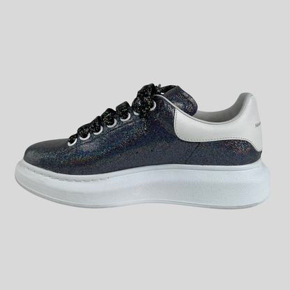 ALEXANDER MCQUEEN Sneakers Oversize glitterata grigio blu cangiante
