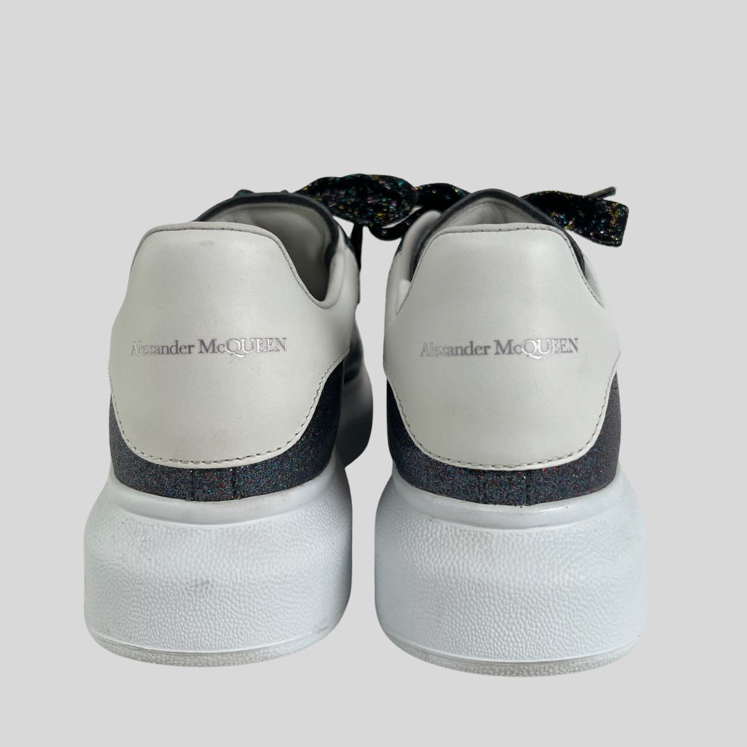 ALEXANDER MCQUEEN Sneakers Oversize glitterata grigio blu cangiante