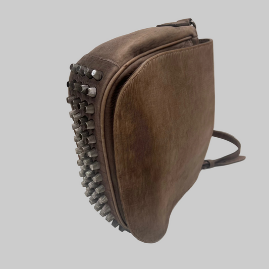 ALEXANDER WANG Borsa scamosciata tortora con borchie sul fondo