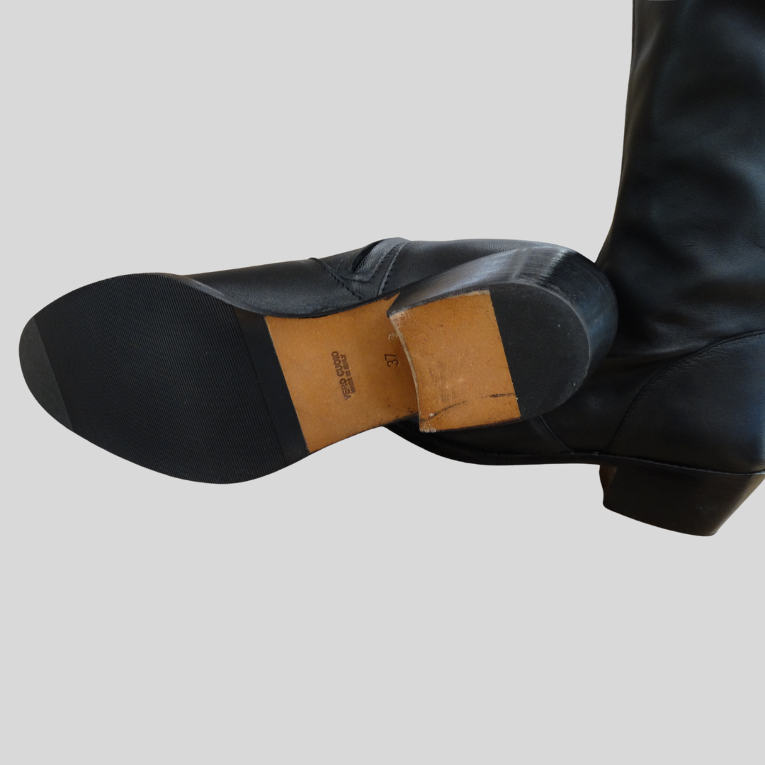 ANTONIO ARTIGIANO Forte dei Marmi Stivale gambale alto in pelle nera