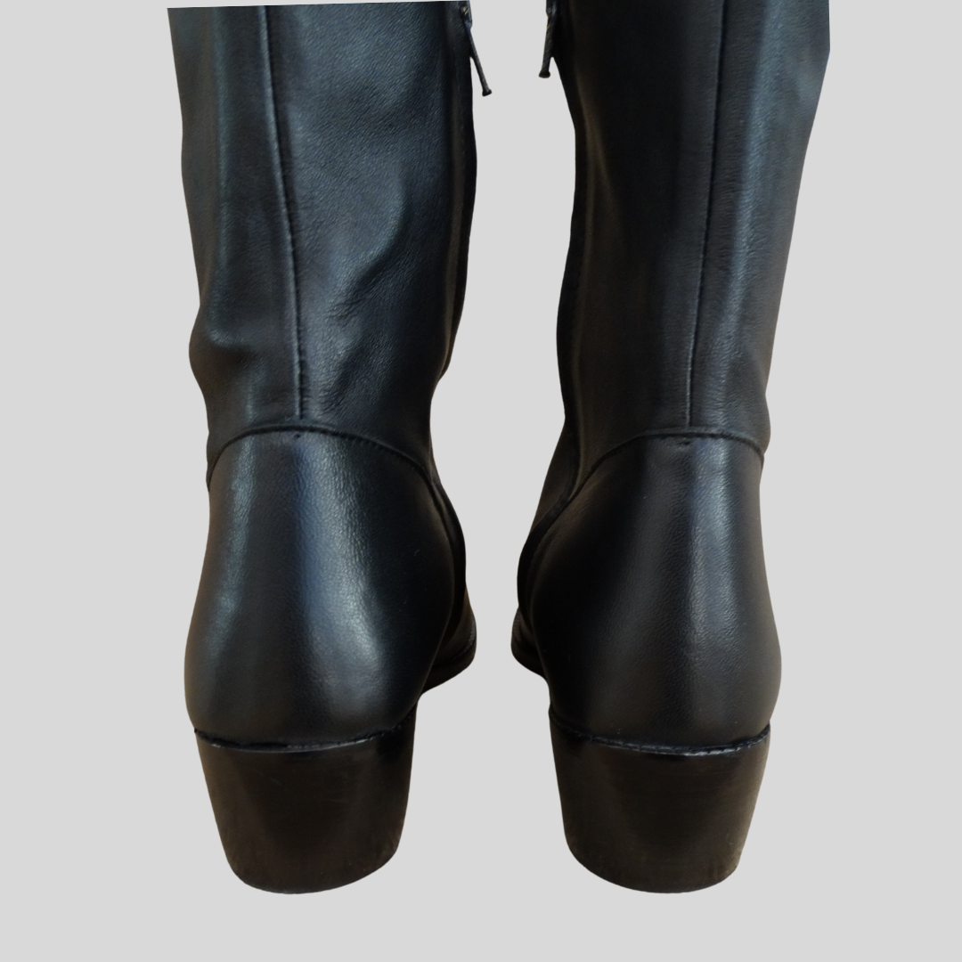 ANTONIO ARTIGIANO Forte dei Marmi Stivale gambale alto in pelle nera