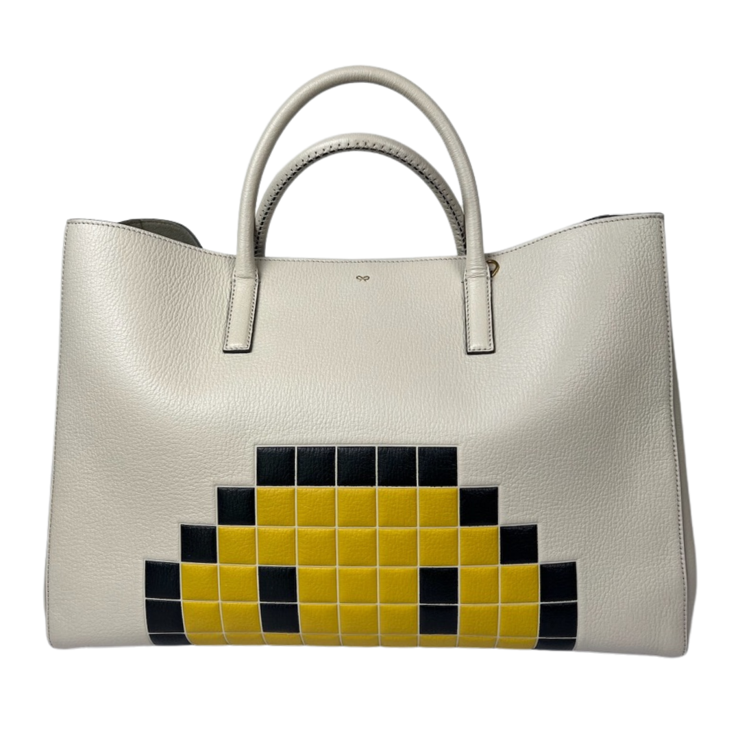 ANYA HINDMARCH Borsa in pelle martellata con smile
