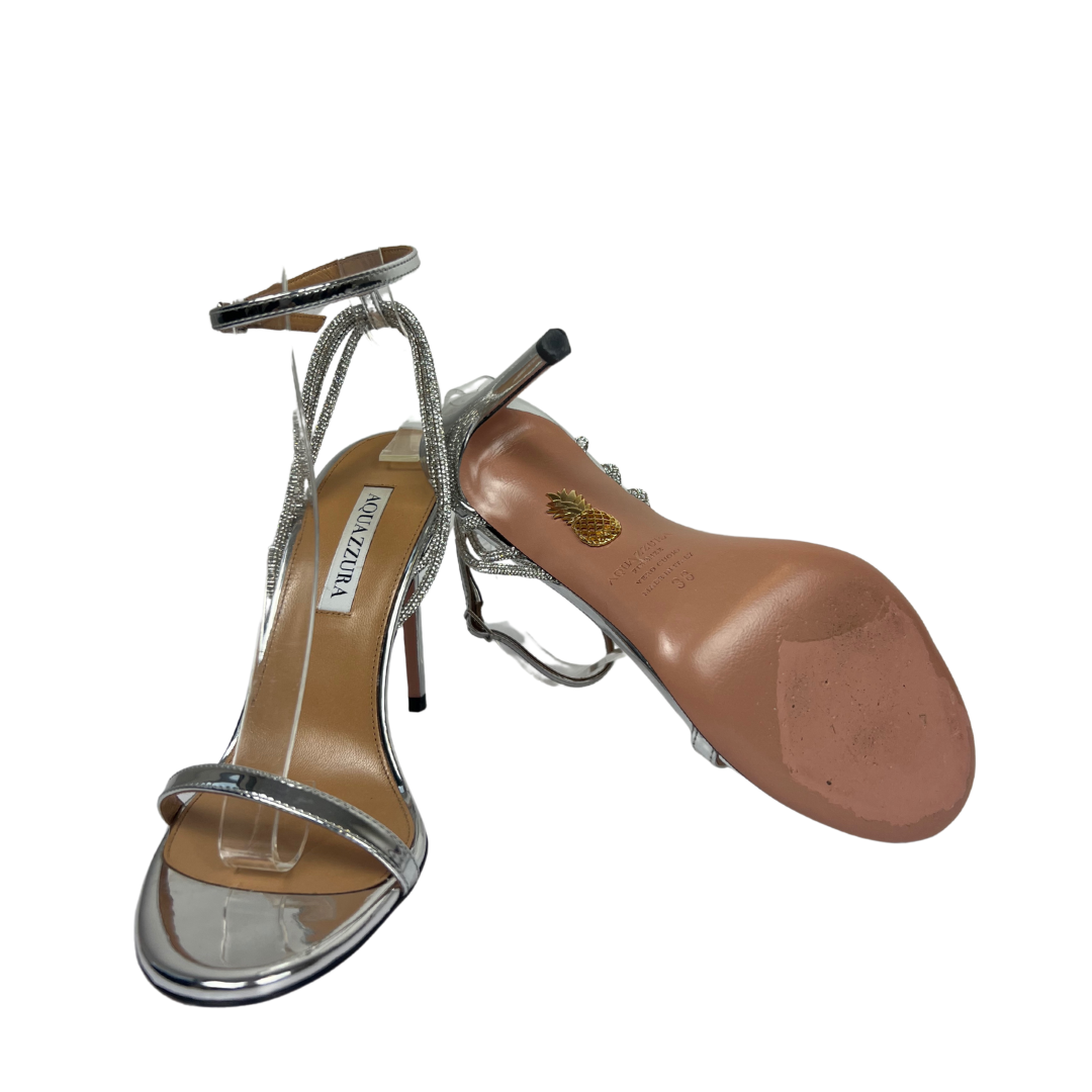 AQUAZZURA Sandalo argento con Swarovski