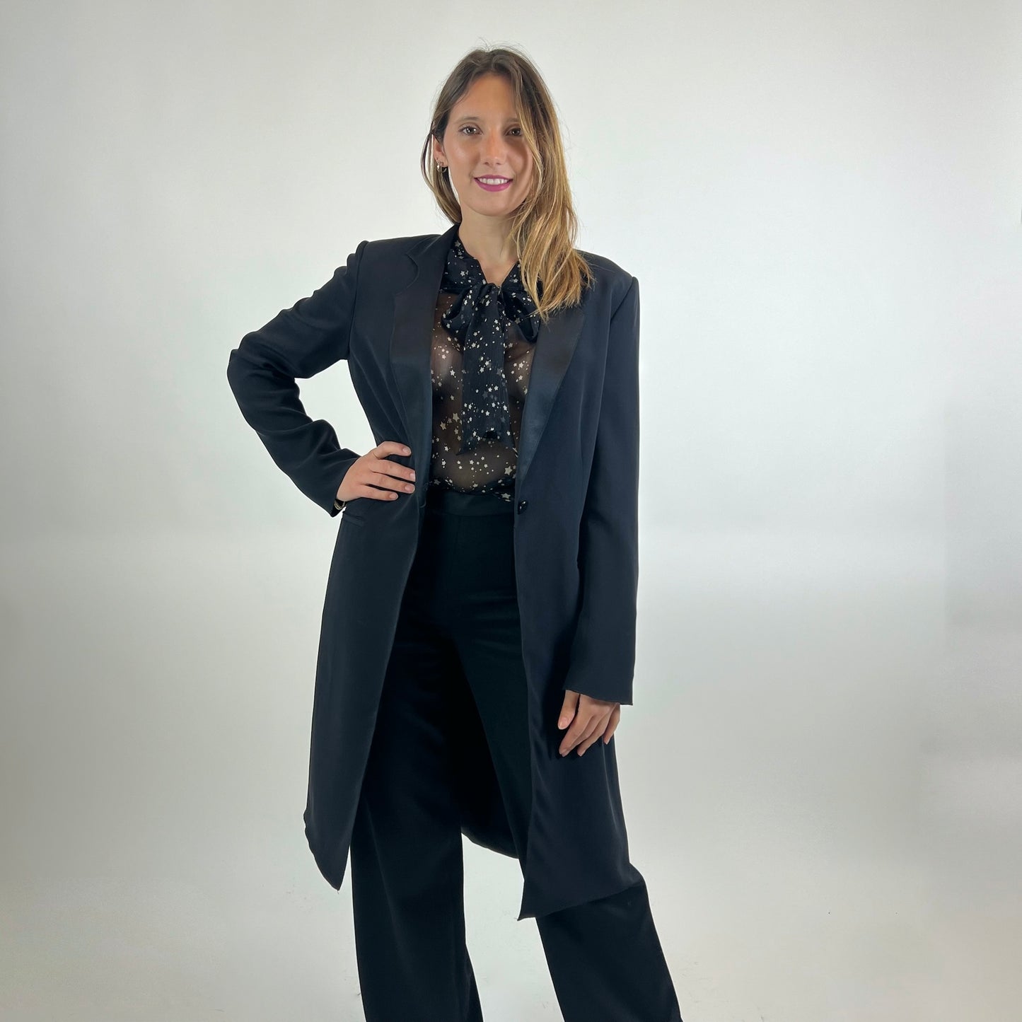 ARMANI COLLEZIONI Spolverino in seta nera