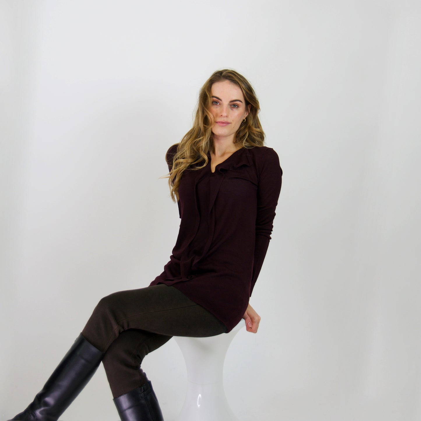 ASPESI Casacca in maglia di merinos burgundi