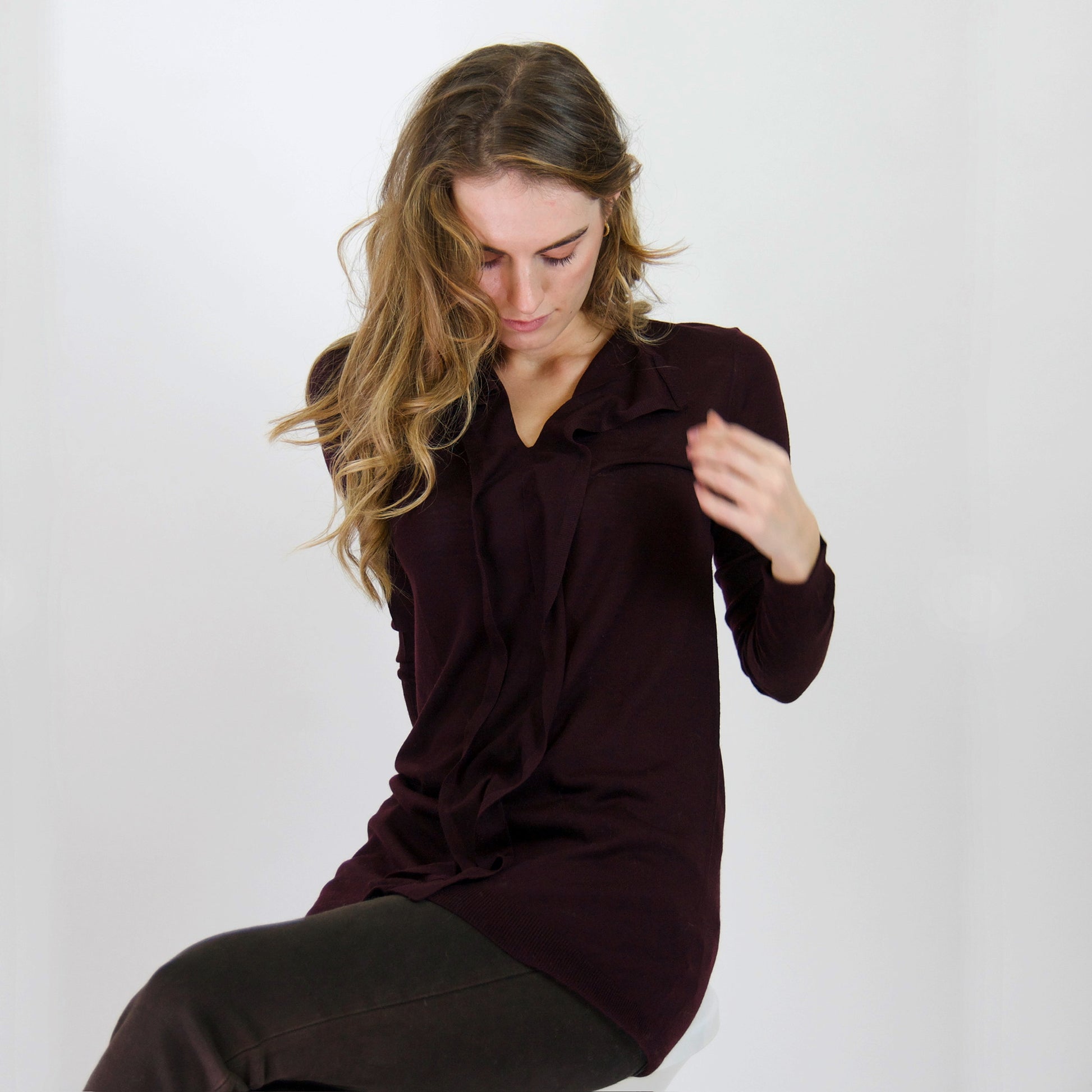 ASPESI Casacca in maglia di merinos burgundi